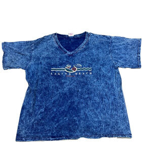 Vintage LA Look Laguna Beach Mens T-Shirt XL Dark‎ Blue Cotton Casual Wear
